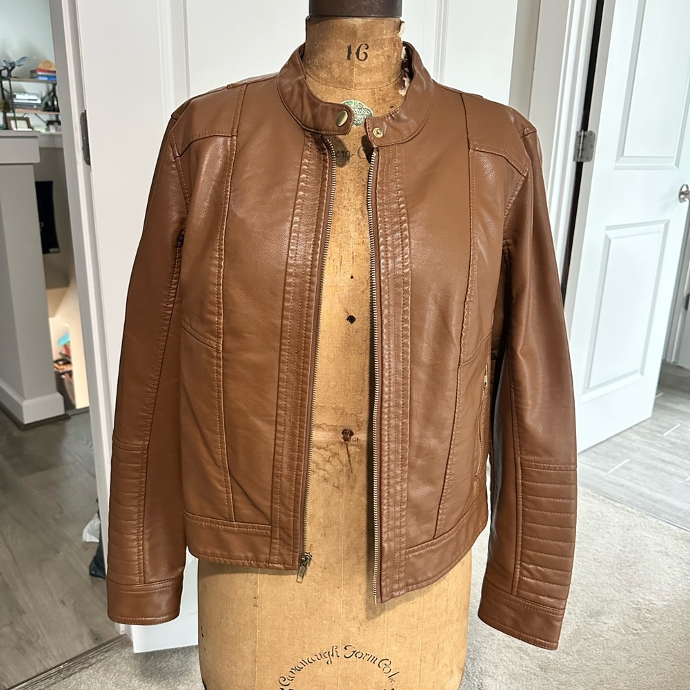 a new day Women's Brown Leather Jacket